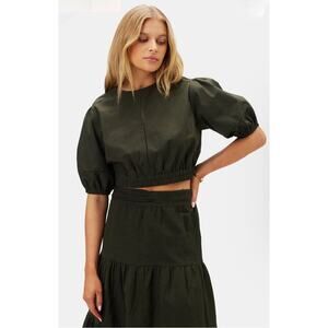 NEW Amour Vert Lisa Organic Cotton Poplin Top Sz S Black